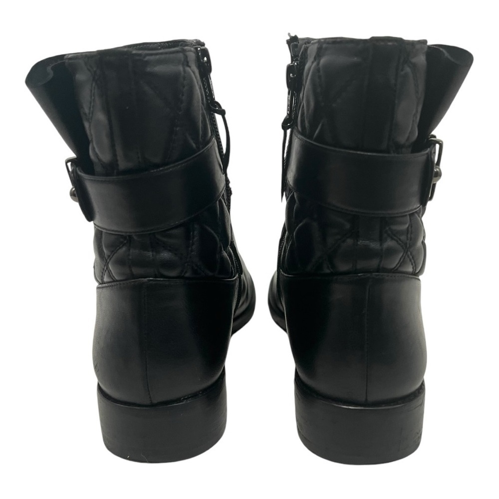 Stuart Weitzman Black Leather Quilted Biker Motorcycle Booties Women’s 8.5 - Picture 7 of 16